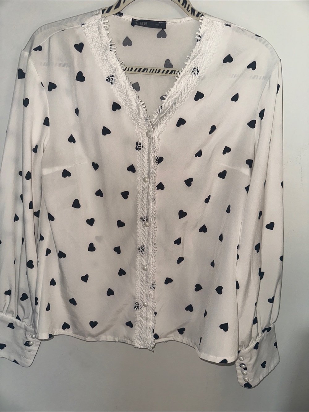 CBR White Top with Black Heart Print